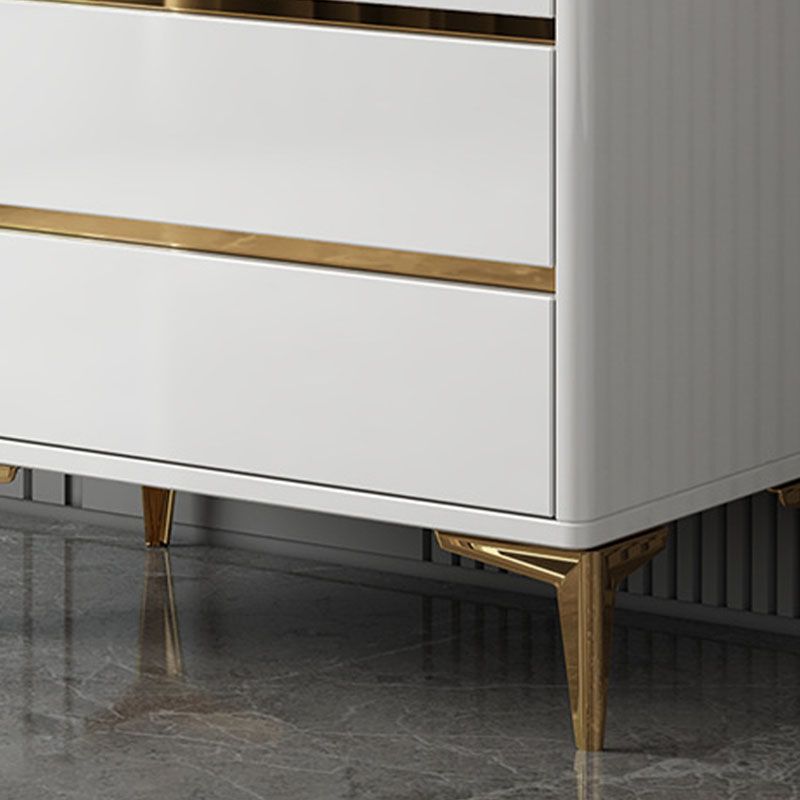 Glam Stone Storage Chest Bedroom White Chest with Metal Legs