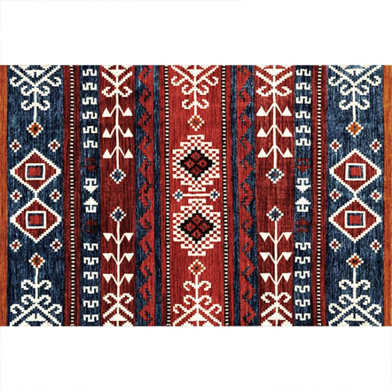 Rustic Tribal Print Area Rug Multi-Color Moroccan Rug Synthetics Washable Non-Slip Pet Friendly Rug for Room
