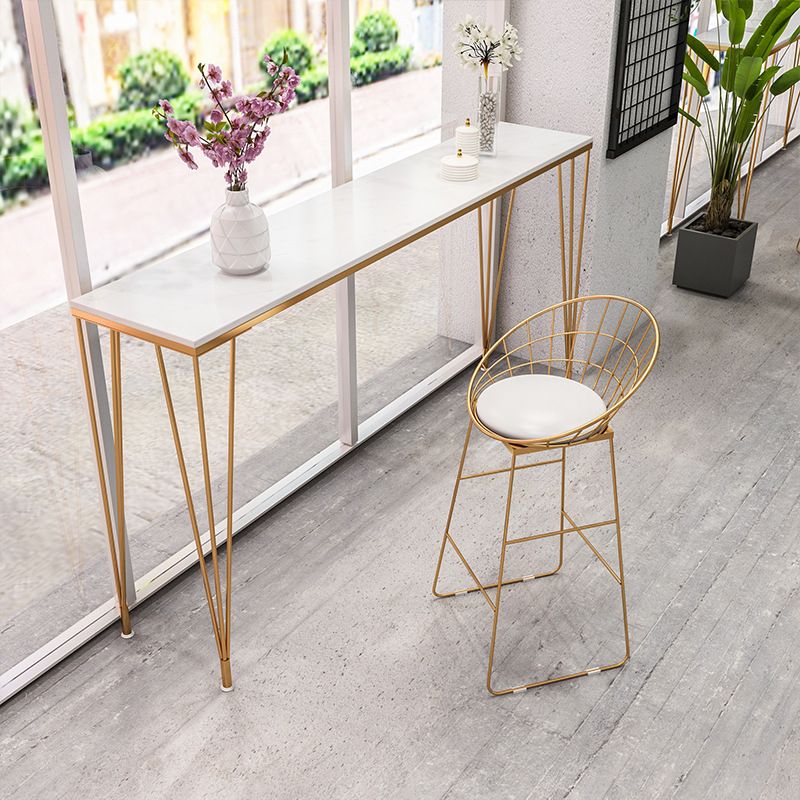 Modern White Wooden Bar Table Rectangle Dining Table with 4 Legs