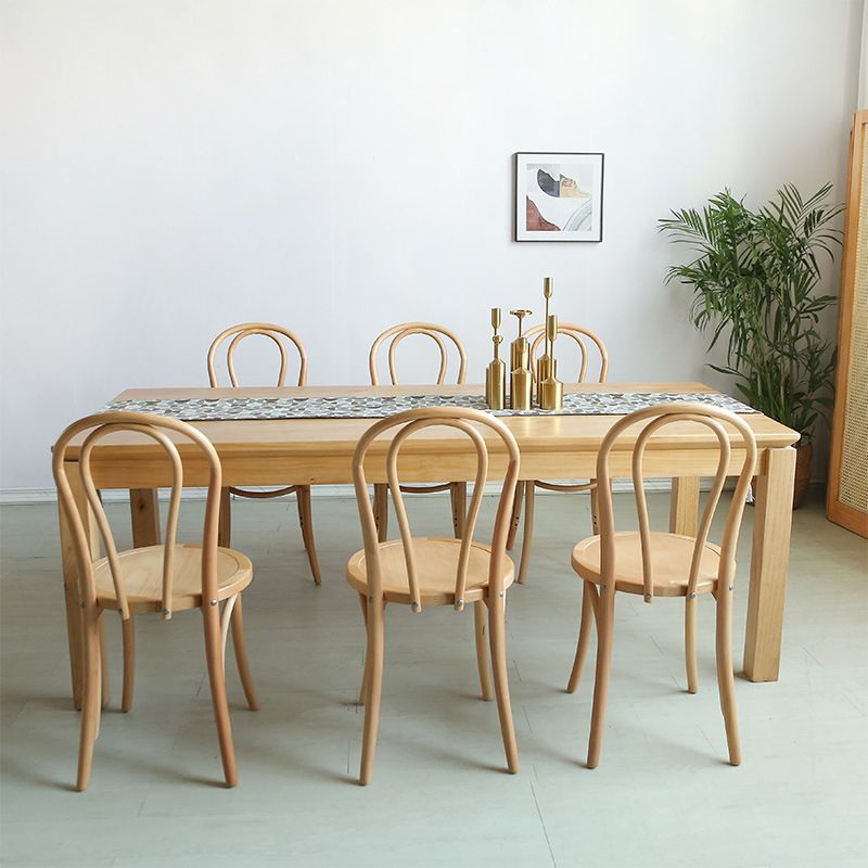 Modern Solid Wood Dining Set 1/2/5/7 Pieces Natural Finish Dinette Set with Wooden Chairs