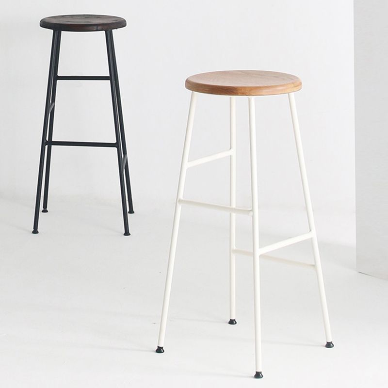 Moderno sin brazo Taburete sin espalda de acero Taller de postres de postres con asiento de madera