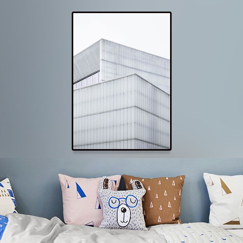 Modern Architecture Exterior View Canvas Print Pastel Color Guest Room Wall Art