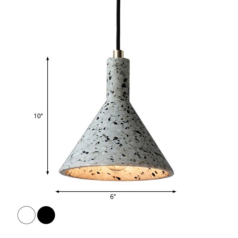 Terrazzo Black/White Pendant Light Fixture Conical 1 Bulb Nordic Hanging Lamp Kit over Table