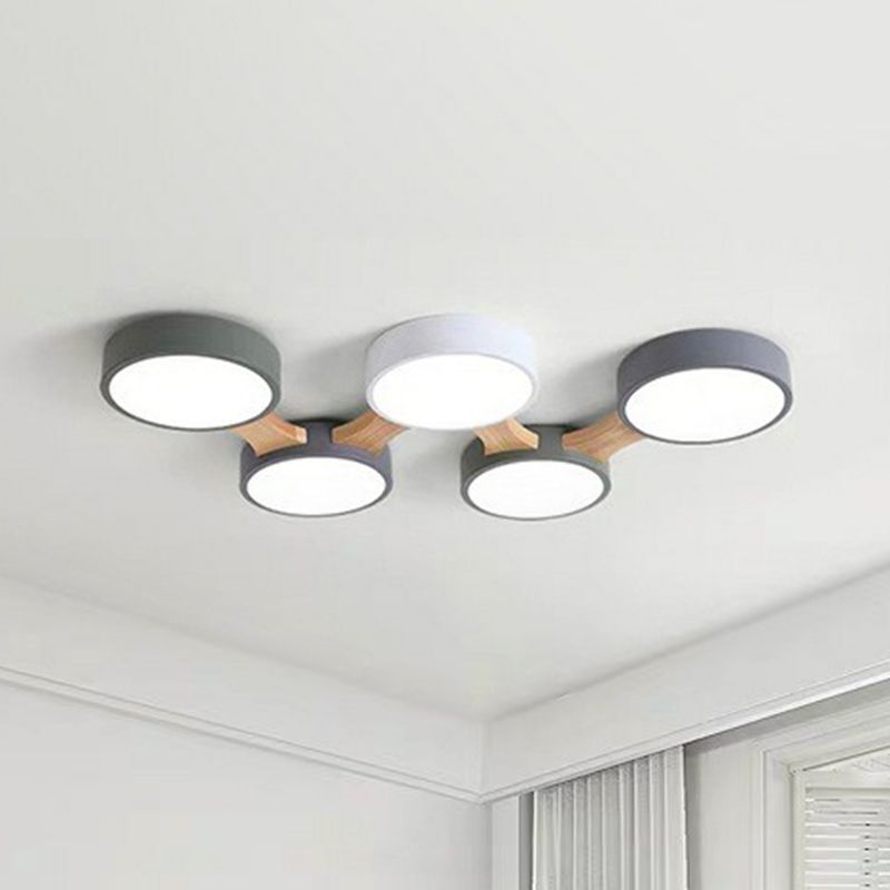 Minimalist Round LED Flush Monte Metallic Living Room Flushmount Massimale Light in grigio - Verde