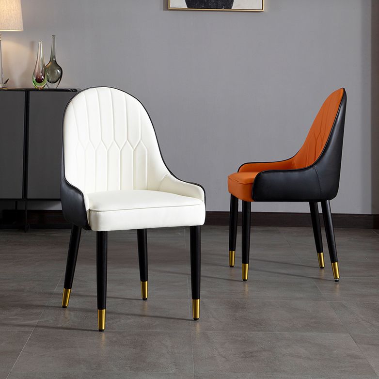 Faux Leather Armless Dining Chairs Glam Dining Side Chair for Home