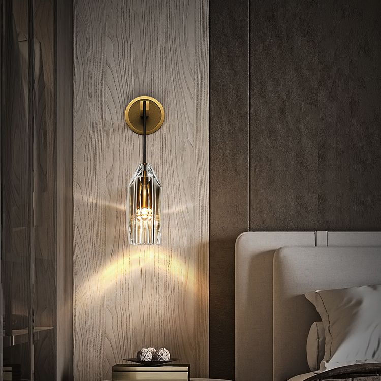 Crystal Gold LED Wall Lamp in Modern Luxury Style Copper Hanging Wall Sconce for Interior Spaces