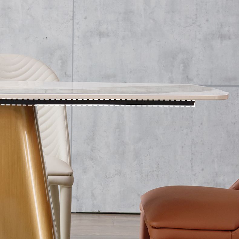 Nordic Glam Style Rectangle Sintered Stone Table Set 1/2/5/7 Pieces Dining Set