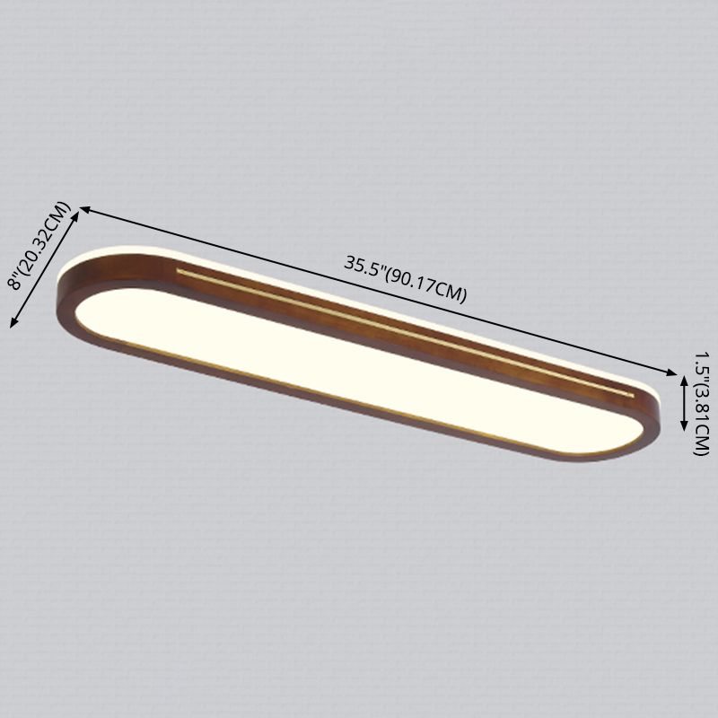 Houten langwerpige LED semi-inbouw plafondlamp in moderne creatieve stijl acryl plafondarmatuur voor garderobe