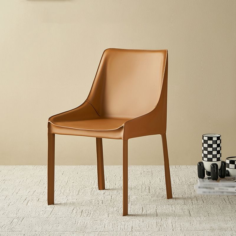 Contemporary Metal Dining Arm Chair Leather Dining Side Chairs for Restaurant Use