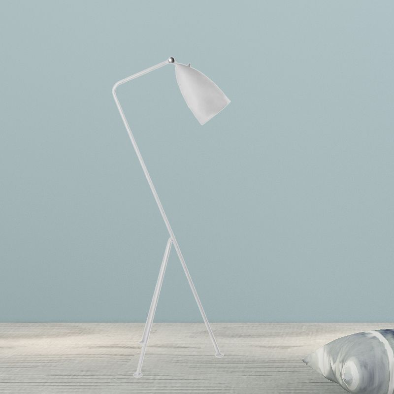Stativbodenleuchte mit Bell Shade moderner Stil Metallic 1 hellschwarz/weiße Stehlampe für Schlafzimmer