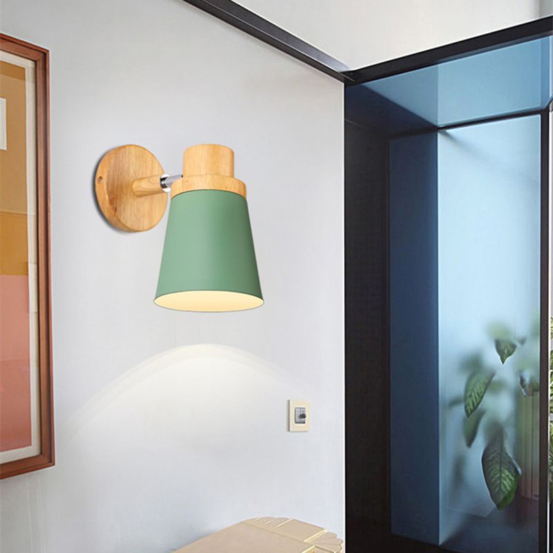 Nordic Style Solid Wood Wall Lamp 3-Colors Optional Macaroon Sconce Lights for Bedroom Living Room