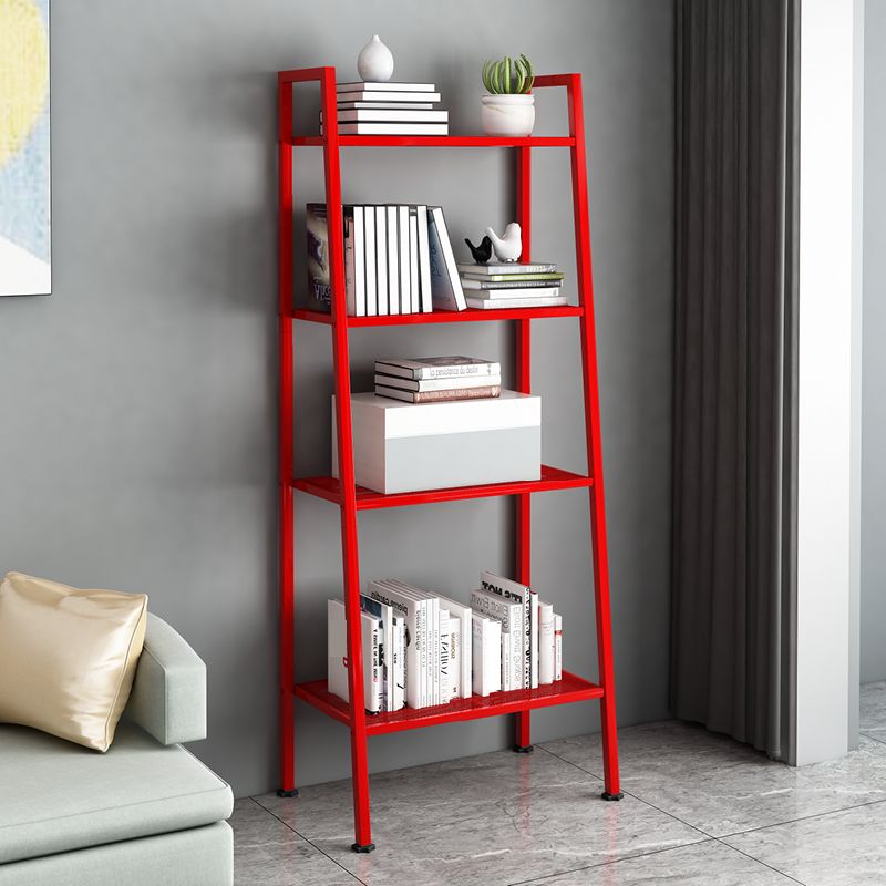 Contemporary Ladder Bookshelf Metal Open Back Bookcase for Office