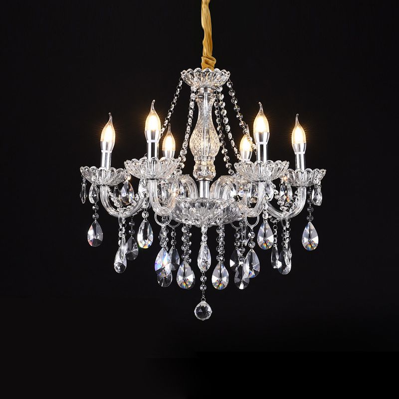 Candlestick Chandelier Light Fixture Victorian Crystal Hanging Chandelier for Living Room