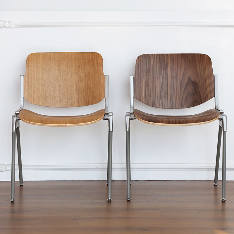 Silla de comedor de estilo moderno, sillas laterales sin brazos con respaldo abierto y patas de metal para cocina