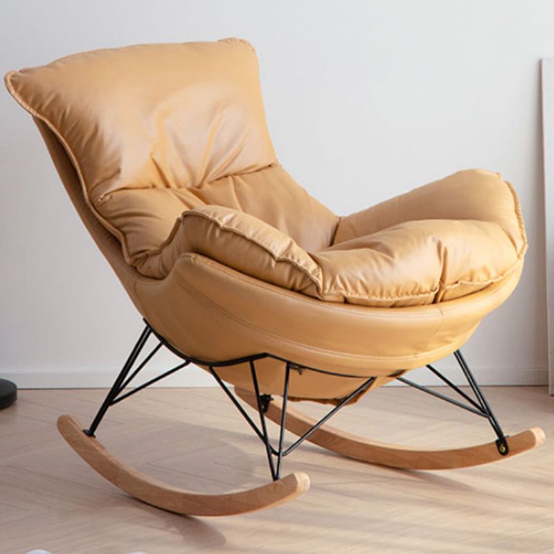Modern Rocker Chair Upholstered with Dark legs Glider for Living Room