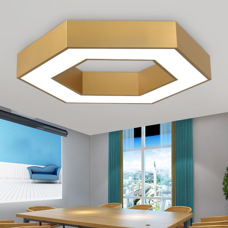 Nordic Hexagon Ceiling Light Metal Gold LED Flush Mount Light for Office