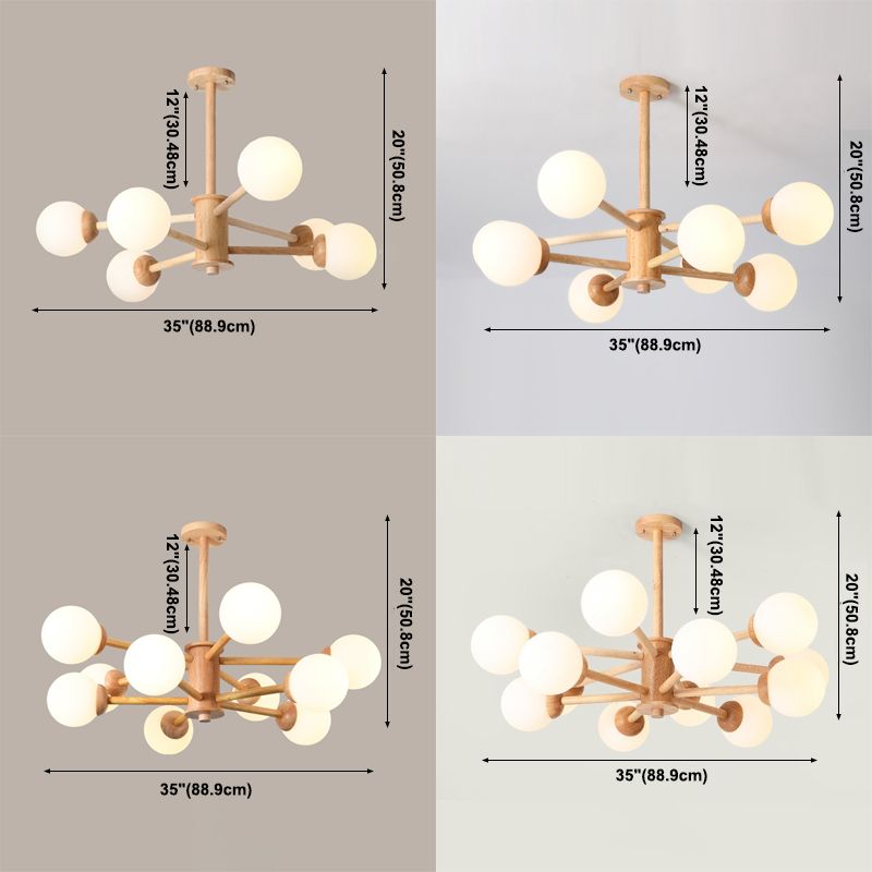 Zeitgenössische hölzerne Kronleuchter Decke Hängende Leuchte mit einstellbarem Federdraht