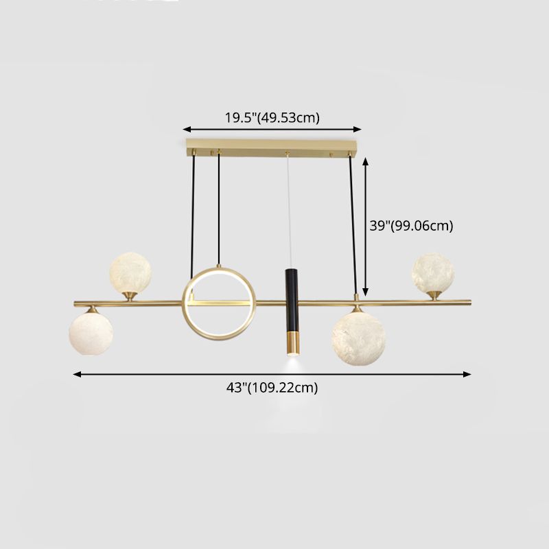 Shaded Dinning Room Island Pendant Light Metal LED Contemporary Island Light Fixture in Gold