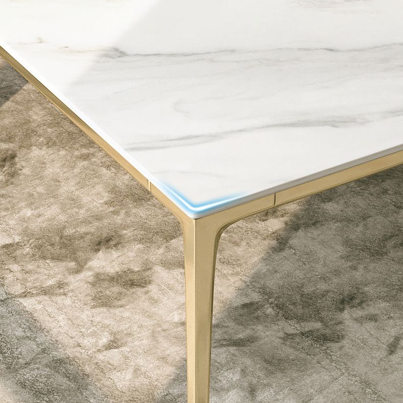 Mesa de comedor de piedra sinterizada Estilo de lujo 4 patas Mesa de rectángulo base para comedor