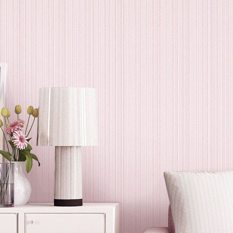 Soft Color Plain Wallpaper Ticking Stripes Modern Waterproofing Wall Decor for Room