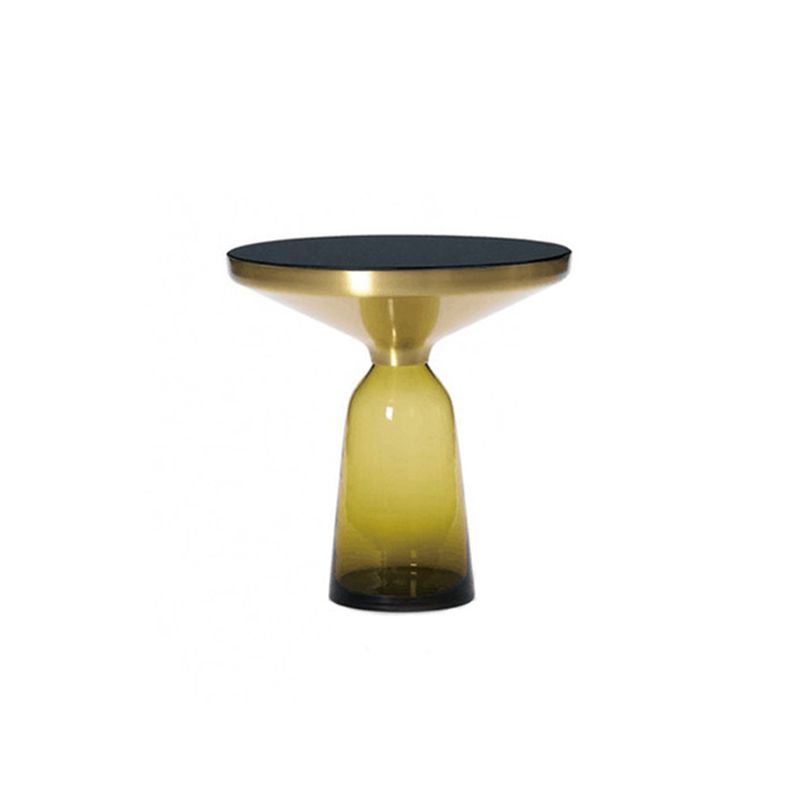 Contemporary Grey/Blue/Yellow/green/Purple Tempered Glass Round End Table