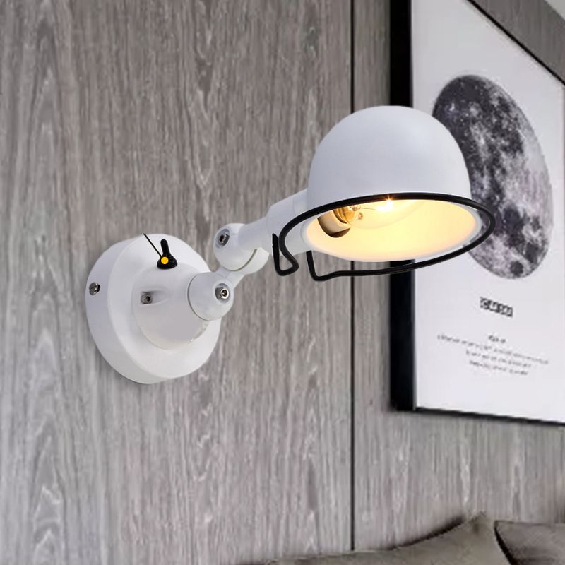 Luce d'illuminazione a parete a parete a cupola metallica 1 camera da letto leggera Light Sconce Right Sconce con anello in bianco/rosso