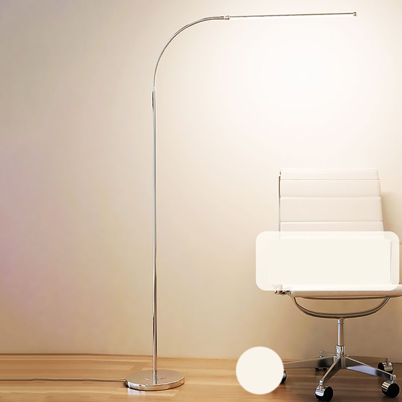 Contemporary Style Linear Shape Floor Lamp Metal Single Light Floor Lamp in Silver