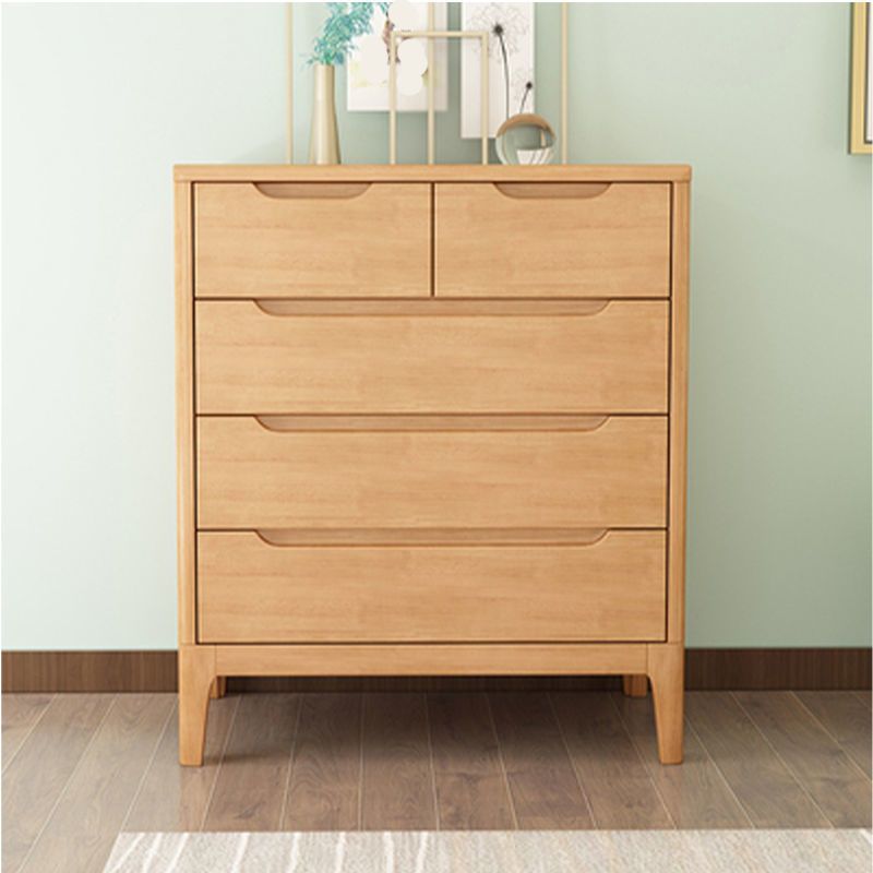Rubber Wood Storage Chest Dresser Modern Storage Chest with Drawers