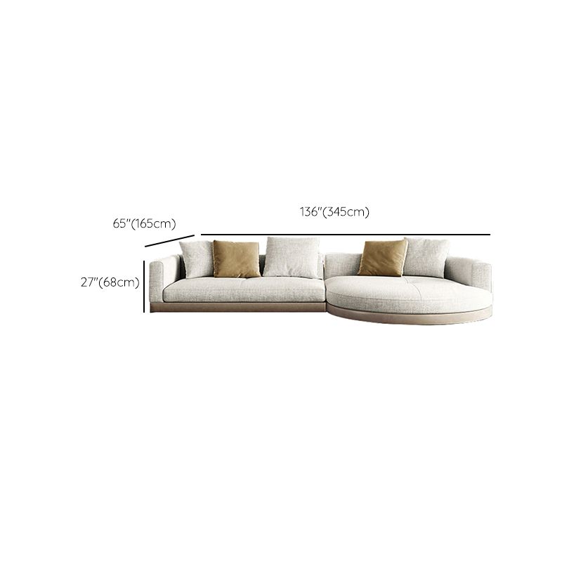 Farmhouse Sectional Sofa with Square Arms in Beige Linen Blend