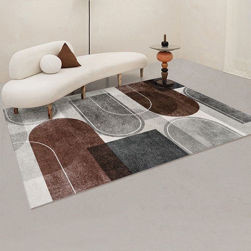 Modern gebied tapijt funky bruin tapijt woonkamer wasbaar polyester tapijt met niet-slip rug