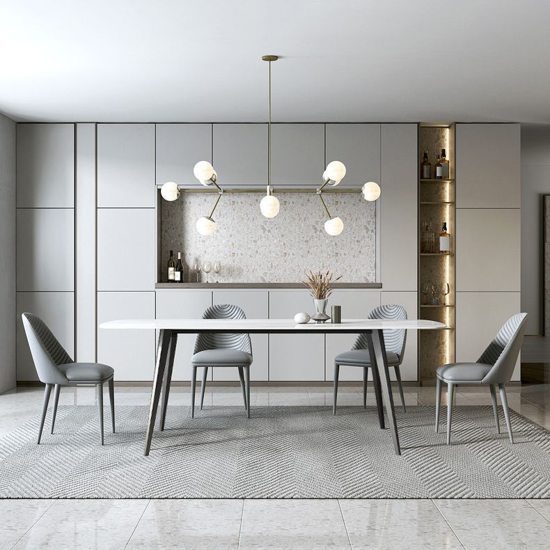 Contemporary Rectangle Table Steel Base Dining Table with 4 Legs