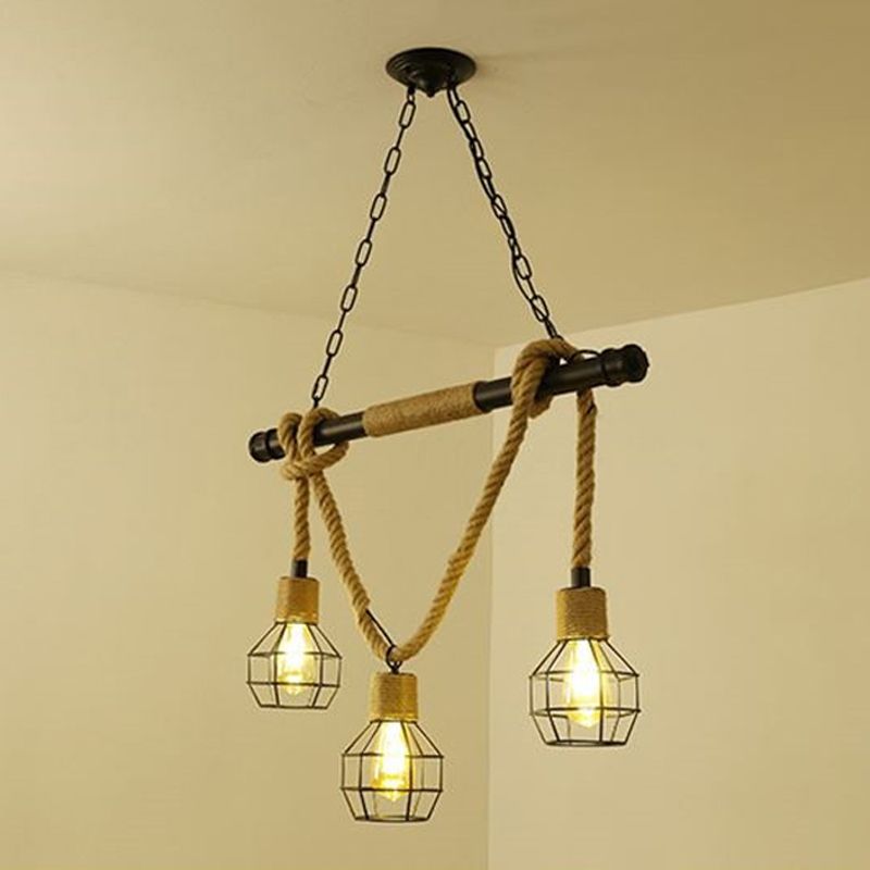 Industrial Geometric Island Lighting Rope Multiple-Light Island Light Fixtures