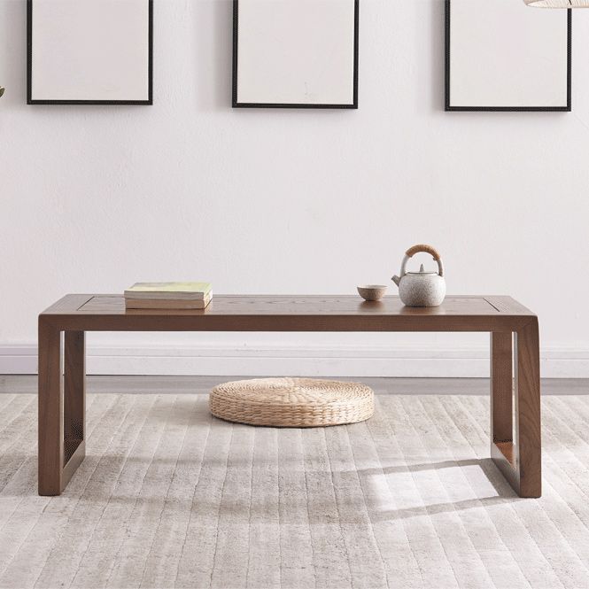 Scandinavian Solid Wood Coffee Table with Sled Base Cocktail Table