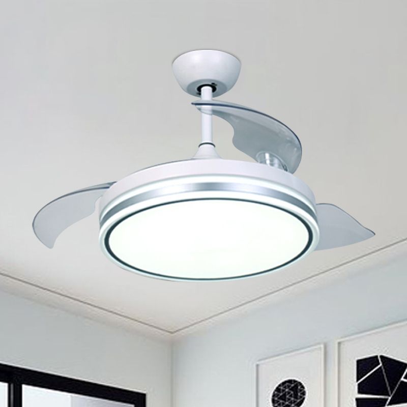 Luz de ventilador de colgantes circulares Minimalismo Acrílico Blanco de 3 cuchillas LED LED ILUMINACIÓN, 42 "ancho