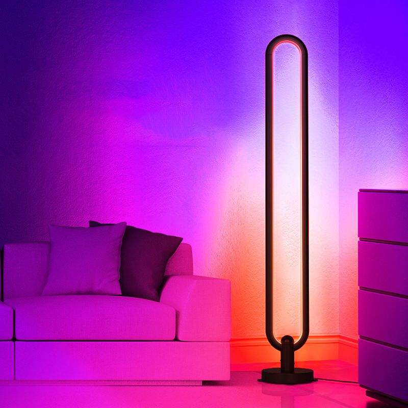 1 lampadaire de forme ovale léger les lampes standard en métal contemporain en noir