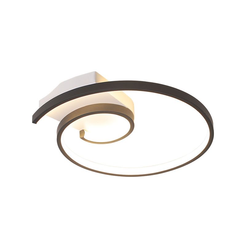 Iluminación empotrada en forma de remolino en blanco y negro, lámpara LED minimalista de metal montada en el techo con luz blanca/cálida