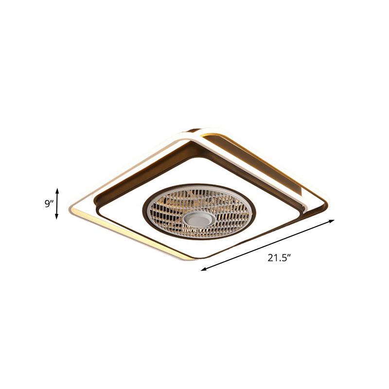 21,5 "W Acrylquadrathänge Lüfter Lampe Moderne Wohnzimmer LED Semi Flush Leuchte in Schwarz