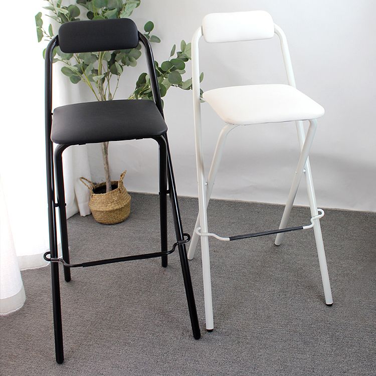 Taburete de bar plegable con respaldo moderno, taburete de bar de hierro para balcón con reposapiés