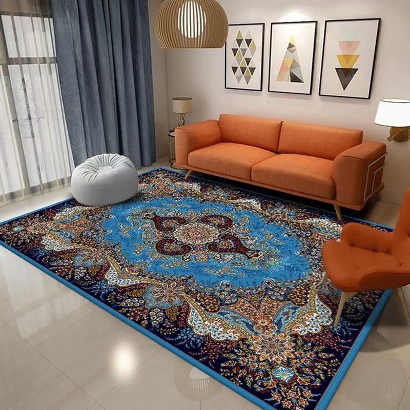 Shabby Chic Ethnic Print Rug Multicolor Polyester Carpet Easy Care Indoor Rug for Home Decoration