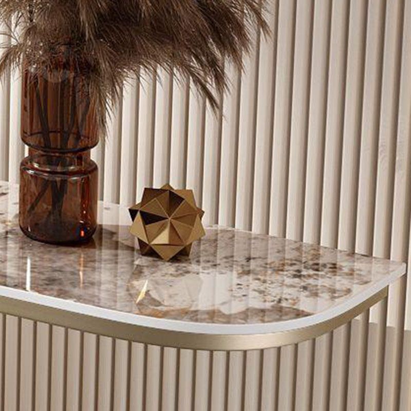 31.5" Tall Glam Console Table 1-shelf Stone Accent Table for Hall