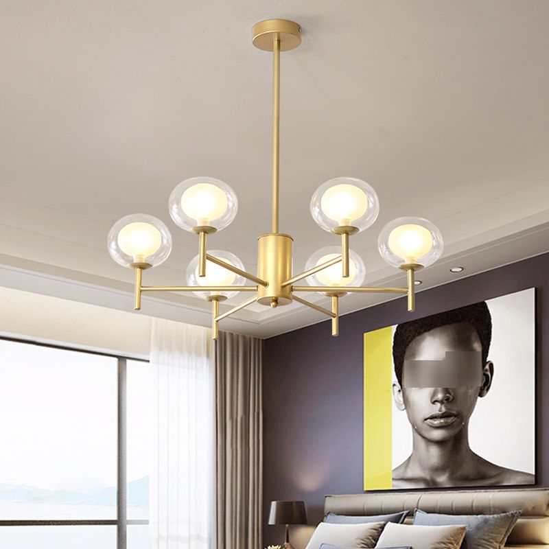 Spherical Shape Chandelier Modern Style Glass Multi Light Hanging Lamp for Restaurant