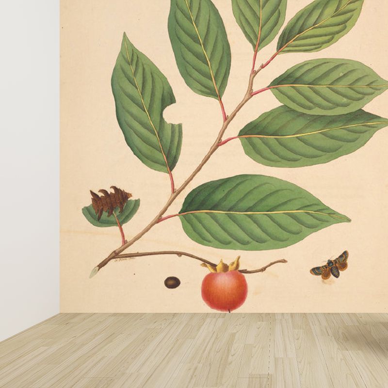 Huge Tree Branch Mural for Bedroom Botanical Wall Decor in Beige, Stain Resistant