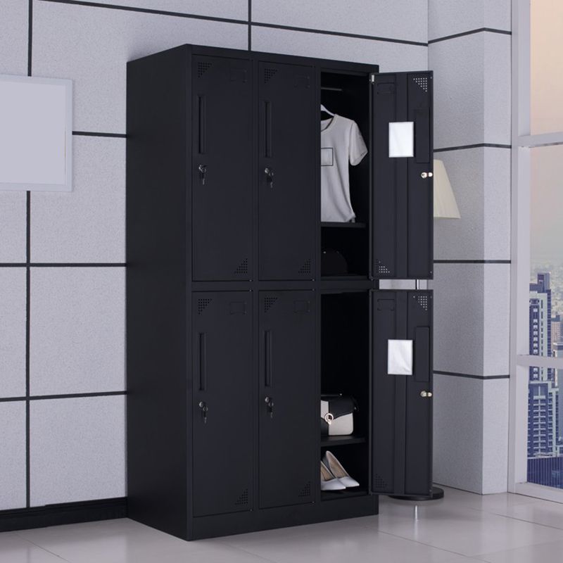 Black Steel Wardrobe with Hinged Door Industrial Storage Cabinet for Bathroom