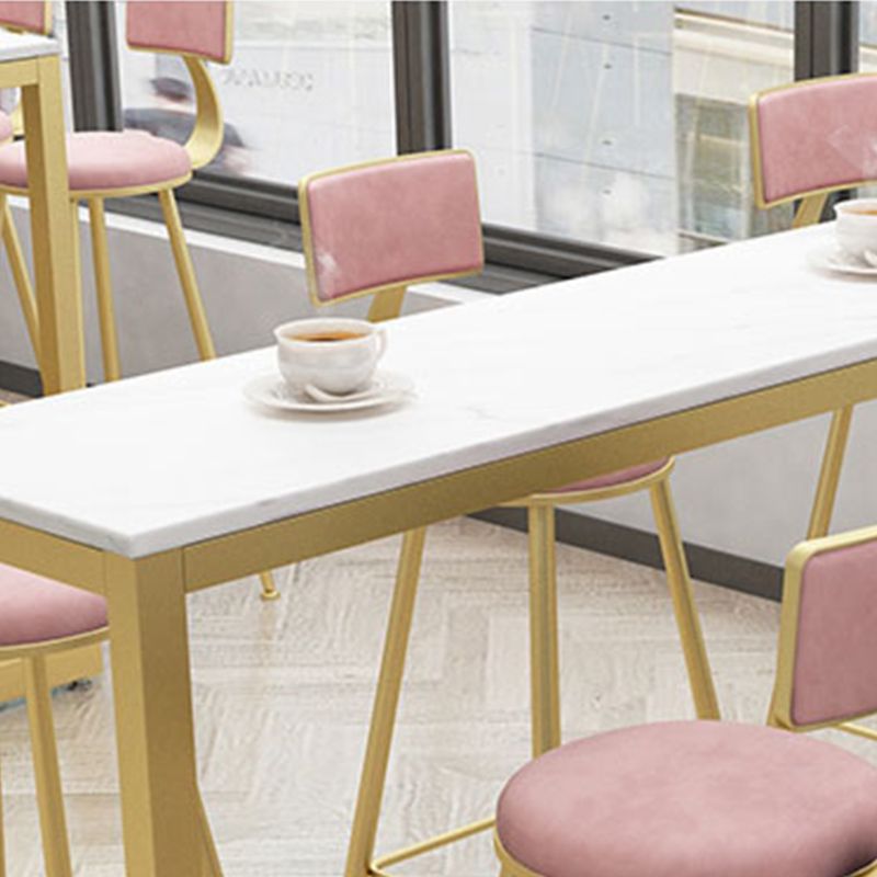 Modern Bar-height Table FauxMarble Top Bistro Bar Table with Metal Base