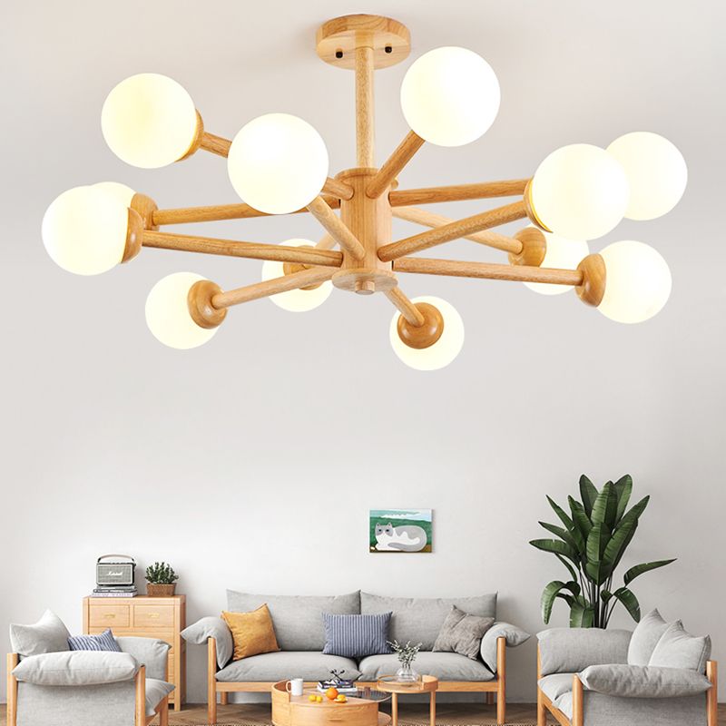 Globe Shade Chandelier Light Modern Multi-Head Pendant Lights with White Glass Shade