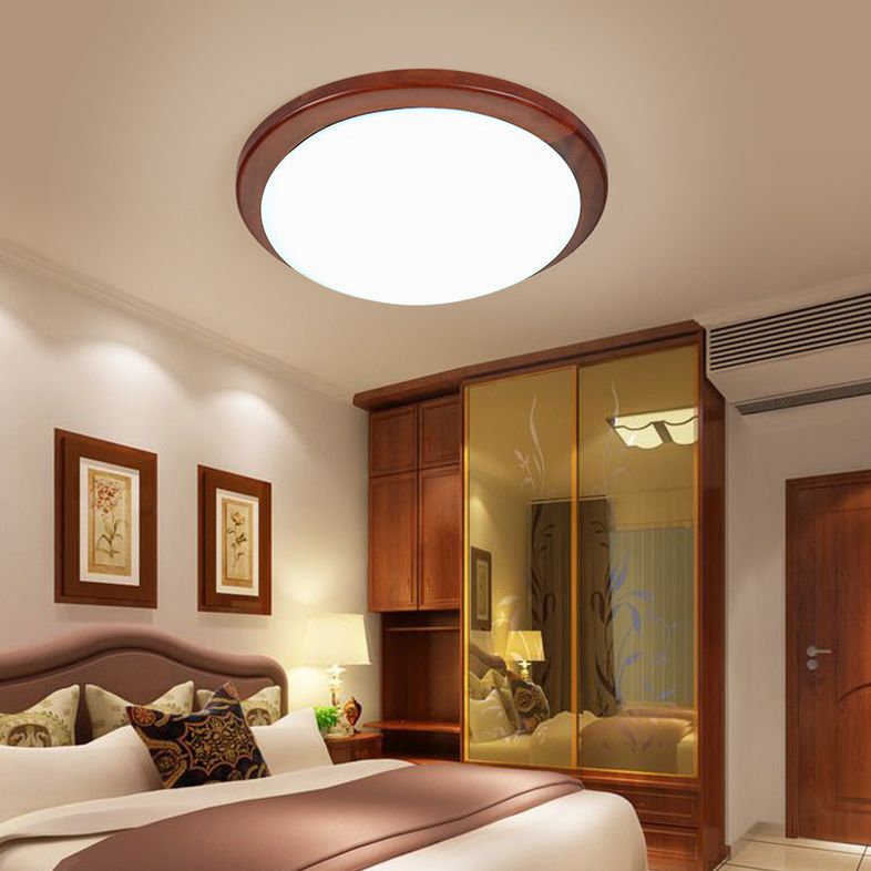 Deckenleuchte aus dunklem Holz mit kuppelförmiger Kuppel, Einfachheit, LED-Acryl-Deckenleuchte für Schlafzimmer