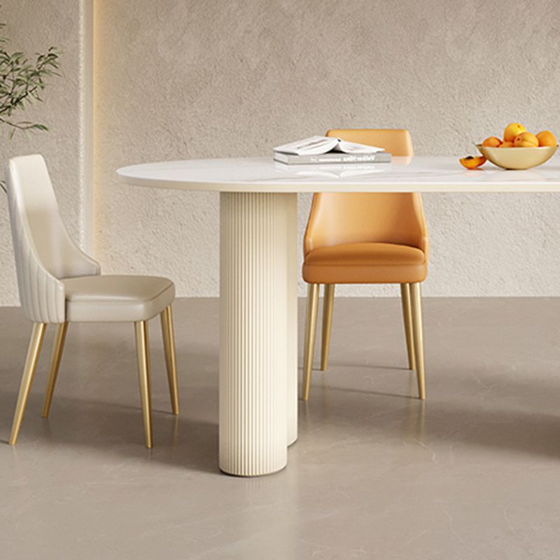 Contemporary Kitchen Dinner Table Oval Double Pedestal Dining Table