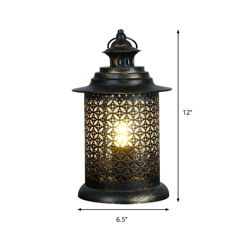 5 "/6,5" breit 1 Kopf Candlestick Light Antiqued aus Metall Nachttischlampe in Schwarz