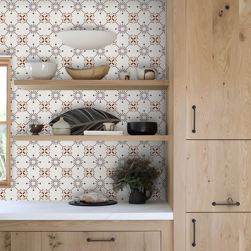 Beige Tone Peel & Stick Tile Square Pattern Printing Single Tile