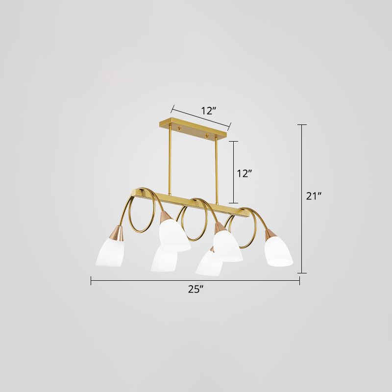 Tulip Shade Island Lamp Contemporary Milk Glass Restaurant Pendant Light Fixture